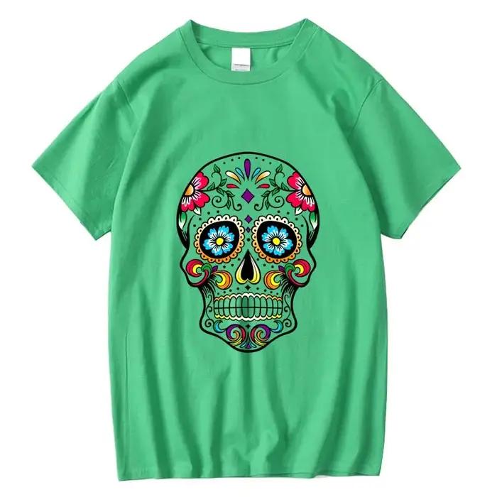 T-shirt homme haute qualité 100% coton Style de rue ample Cool crâne imprimé été hommes T-shirt déco