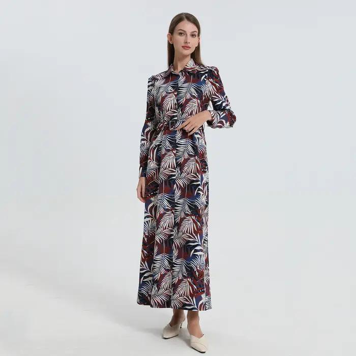I-ISHA-Robe Maxi Douce Imprimée avec Ceinture, Style Grandes Bol et Femmes, Vêtements, Printemps et