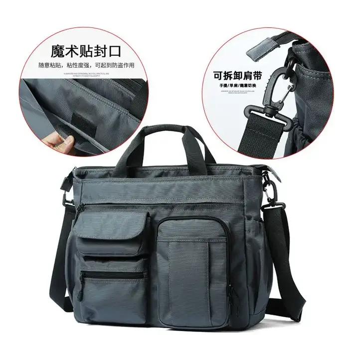 Sac à bandoulière étanche pour hommes, sacoche à 14 poches, sac à main de voyage Oxford, sacs de tra