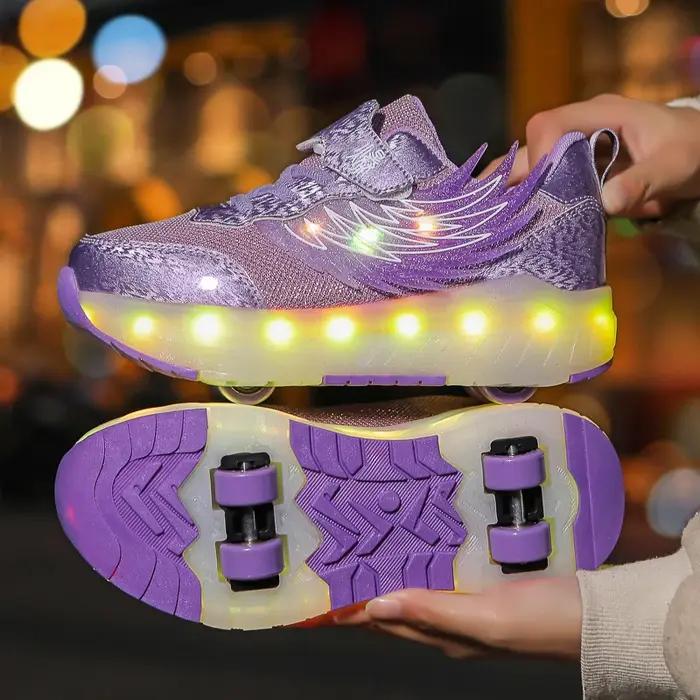 Garçons filles chaussures à roulettes lumière LED USB charge enfants patins à roulettes chaussures d