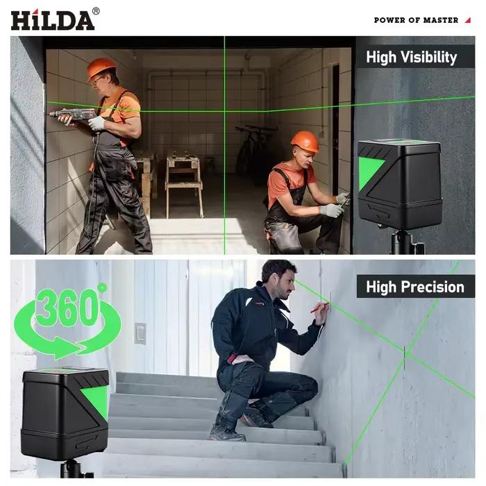 HILDA 2 lignes niveau Laser auto-nivelant faisceaux verts Laser ligne transversale horizontale verti