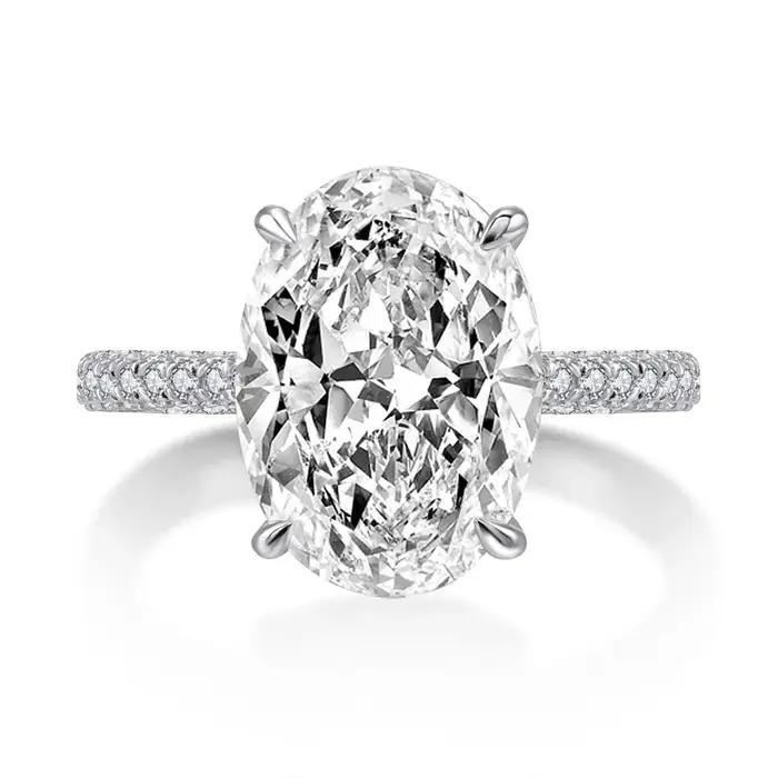 AneOval-Bague de fiançailles en argent regardé 100% pour femme, diamant de laboratoire CZ, alliance,