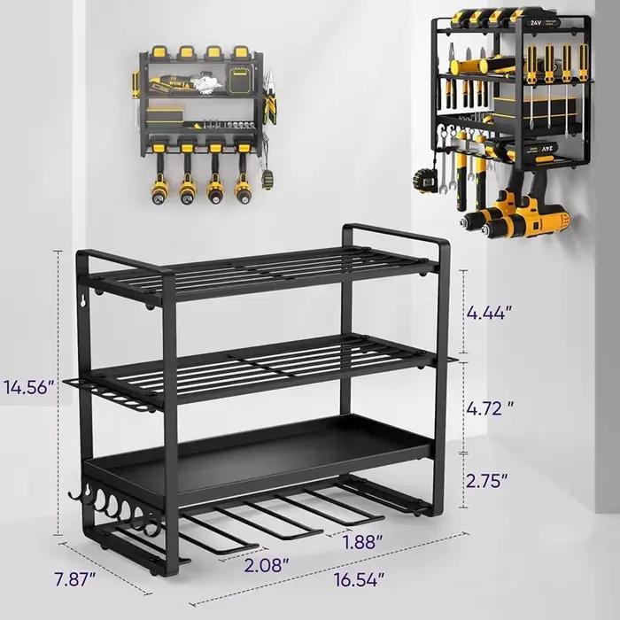 Organisateur d'outils électriques, support mural, étagère à outils en métal robuste, cintre de perce