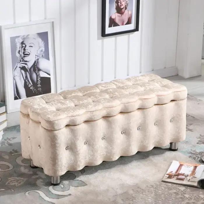 Tabouret de canapé en daim européen, chaise à chaussures polyvalente pour magasins de vêtements, ent