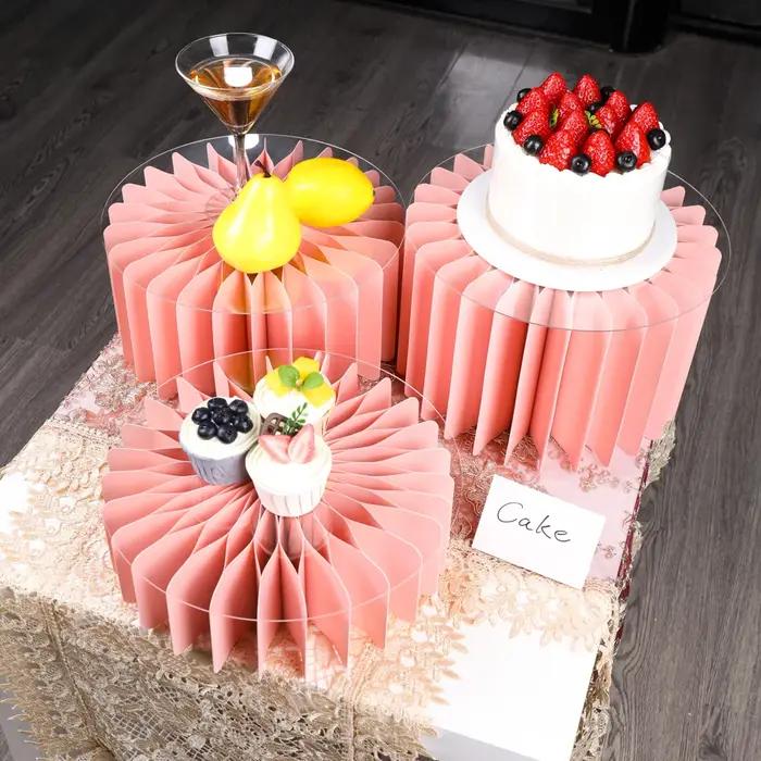 Support sur pied rond pliable en carton, colonnes, tables cylindriques pour fêtes, réception-cadeau