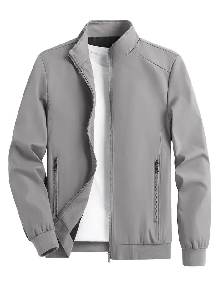 Veste Cardigan fine et décontractée pour hommes, couleur unie, col montant, pour Sports de plein air