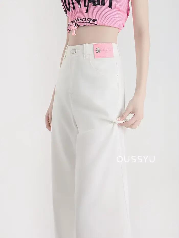 Jean Lyocell doux pour femmes, bleu, kaki, blanc, taille haute, droit, jambes larges, pantalon en De