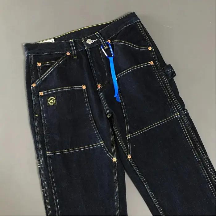 Jean en Denim brut lourd pour hommes, 2025 A/W, 100% coton, bleu, décontracté, droit, rigide, Non ex