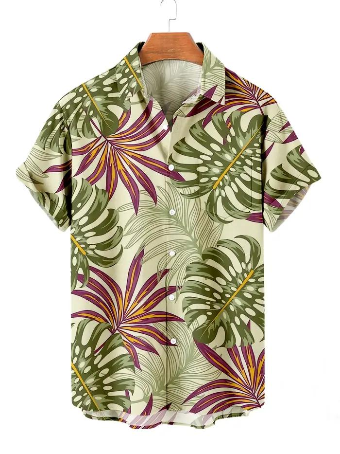 Chemises hawaïennes à fleurs pour hommes, chemises décontractées à manches courtes, col boutonné, mo