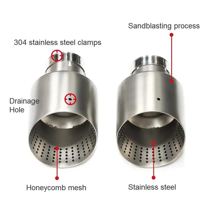 1 pièces mat en acier inoxydable système de pointe d'échappement de voiture tuyau d'échappement univ