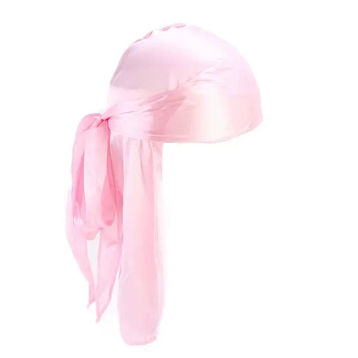 Chapeau de Pirate Durag à longue queue soyeuse unisexe, Turban à la mode, casquette Bandana pour fem