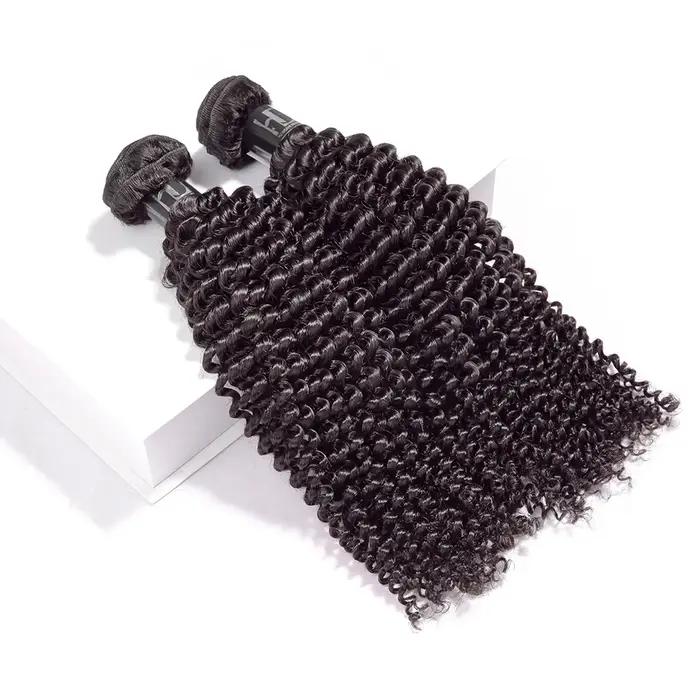Vingin-Tissage de cheveux brésiliens bouclés afro crépus, vague d'eau, faisceaux de cheveux humains,
