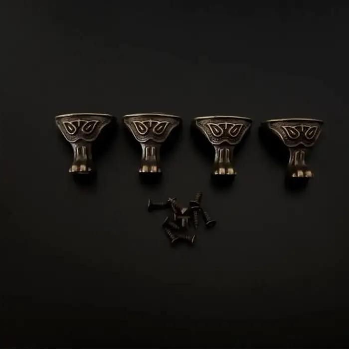 Supports d'angle de boîte en métal, 4 pièces, sculpture Vintage, alliage de bois, étui à bijoux, mat