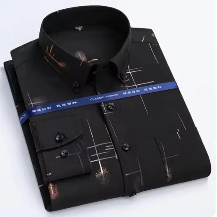 Chemise à manches longues déformable pour hommes, vêtements décontractés d'affaires, mince, coupe co