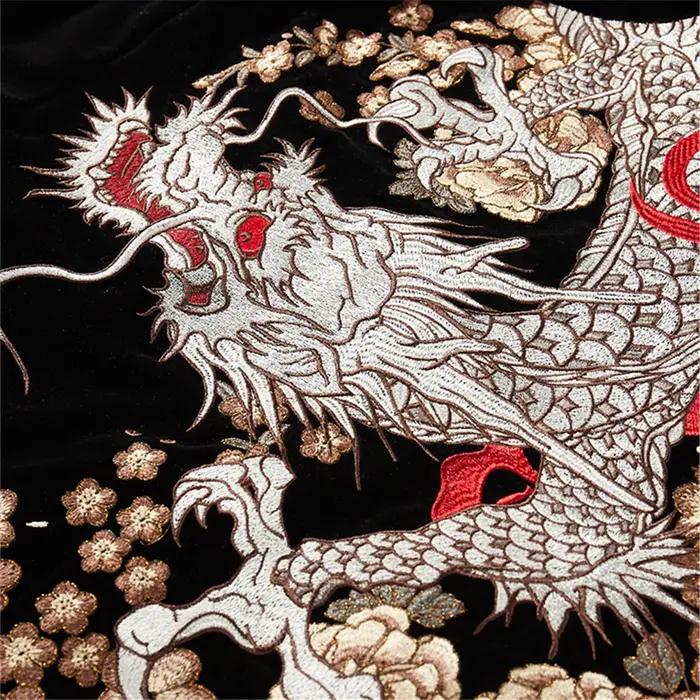 Garçon hommes Sukajan Souvenir vestes enroulé Dragon pivoine brodé manteaux amples Hip Hop Streetwea