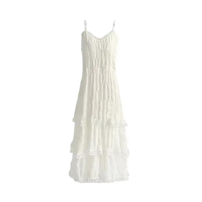 Été Befree longue Vintage décontracté volants élégant Maxi sangle Camis soyeux plage dentelle élégan