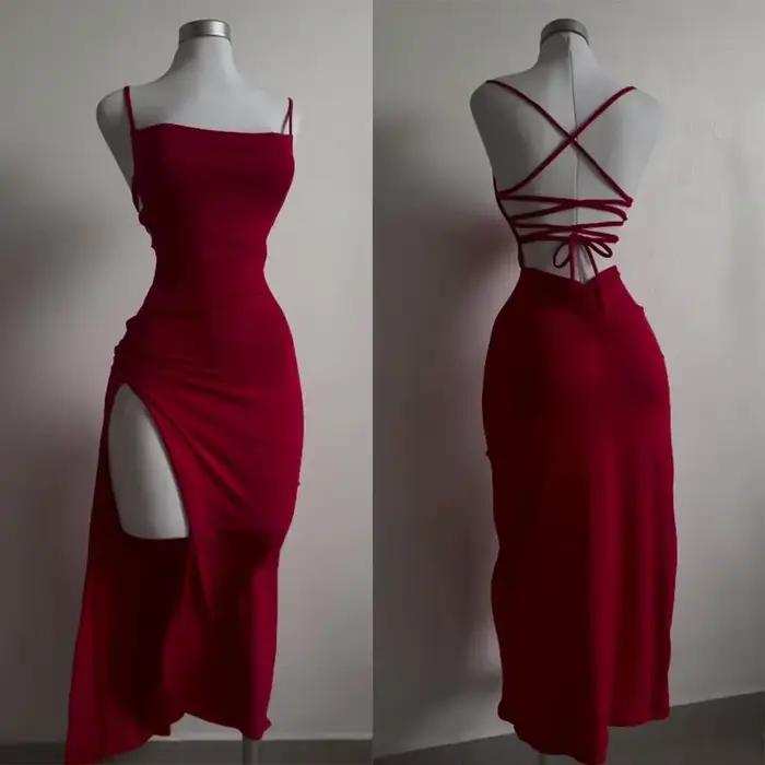 Robe d'été explosive à bretelles licou, haute sensibilité, sac Spice Girl, robe de hanche, nouvelle