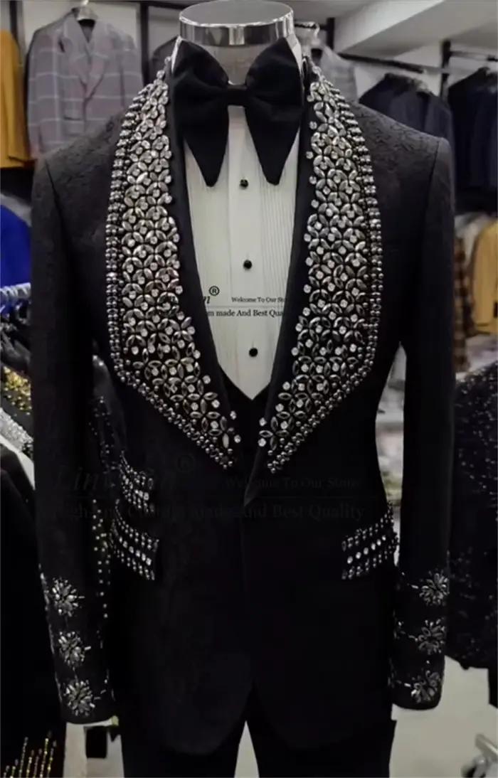 Magnifiques ensembles de costumes pour hommes 3 pièces, ornements de bijouterie, blazer de marié per
