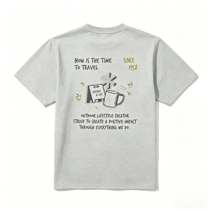 Nouveau T-shirt d'été 2026 à manches courtes en pur coton, imprimé Snow Peak, pour le camping en ple