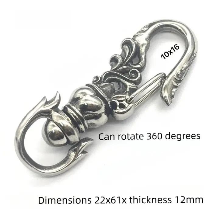 1 pièce Mousqueton porte-clés punk en acier inoxydable 316, fermoir mousqueton pour homme, pour la f