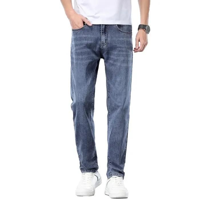 Vêtements de marque, jeans slim pour hommes, printemps-été, décontractés, respirants, en tissu d