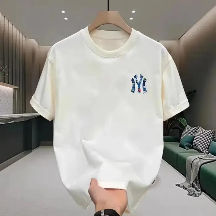 T-shirt Homme 2026 en Coton Épais Marque Tide, Manches Courtes, Tendance Été, Col Rond Décontracté,