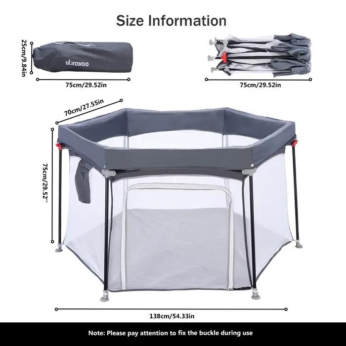 Parc pour bébé pliable hexagonal robuste, parc de jeu de sécurité pour les tout-petits, maille douce