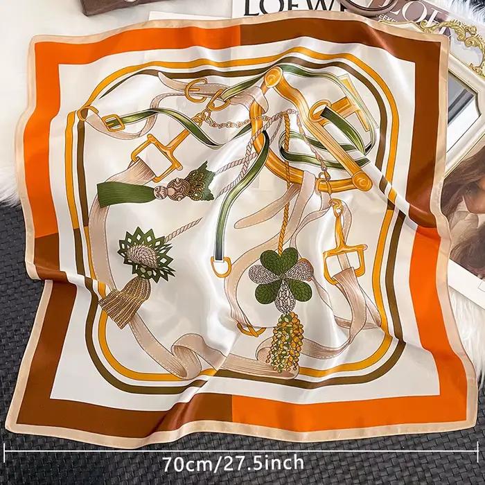Écharpe carrée en soie simulée pour femmes, 68cm, à la mode et polyvalente, haut de gamme, sac, acce