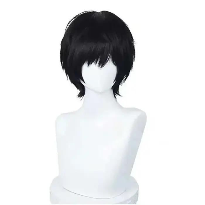 Yoshida Hirofumi Anime Chainsaw Cosplay Perruque, Cheveux Synthétiques, Noir, Court, Degré de Chaleu