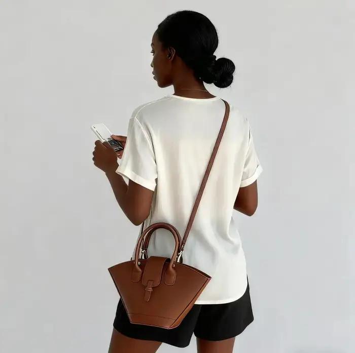 Sac à langer en cuir élégant et décontracté pour femme, grande capacité, texturé, style rétro origin