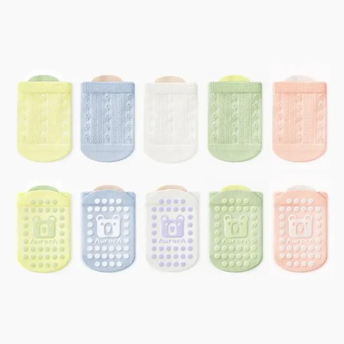 5 paires de chaussettes antidérapantes pour enfants, motif d'ours de dessin animé mignon, chaussette