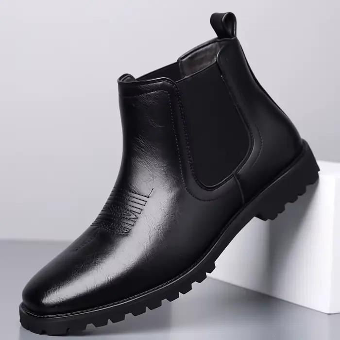 Bottes en cuir pour hommes, style britannique, confortables, décontractées, à semelle épaisse, antid