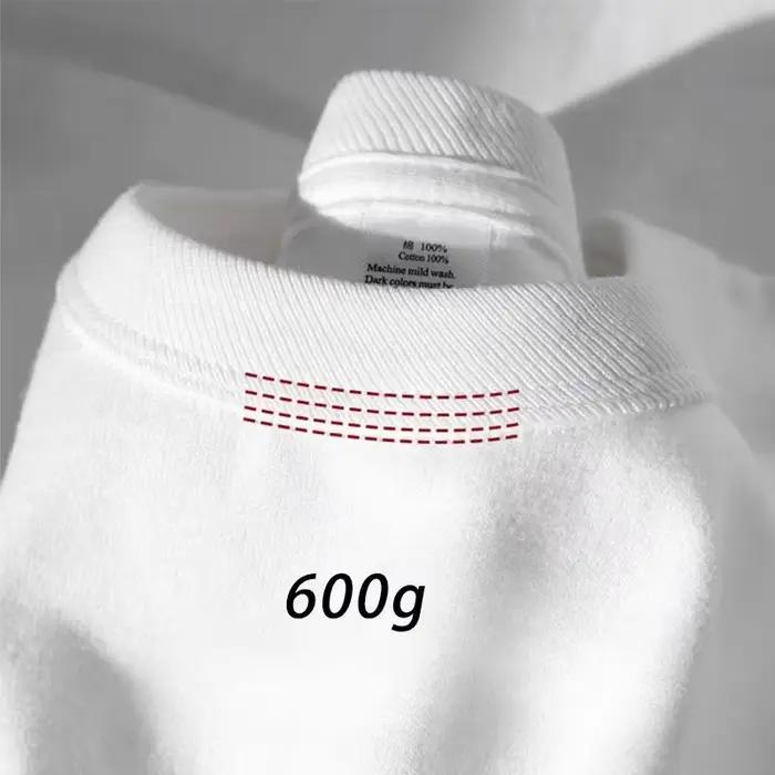 600 grammes 100% coton hommes surdimensionné lourd t-shirt été femmes à manches courtes haut décontr