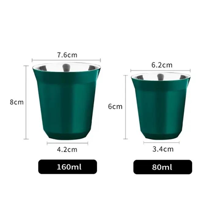 Tasse à expresso à Double paroi isolée en acier inoxydable, Capsule de café, tasse à boisson en méta