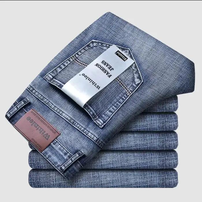 Wthinlee Nouveau Jean Homme Business Décontracté Coupe Droite Extensible Tendance Classique Bleu Noi