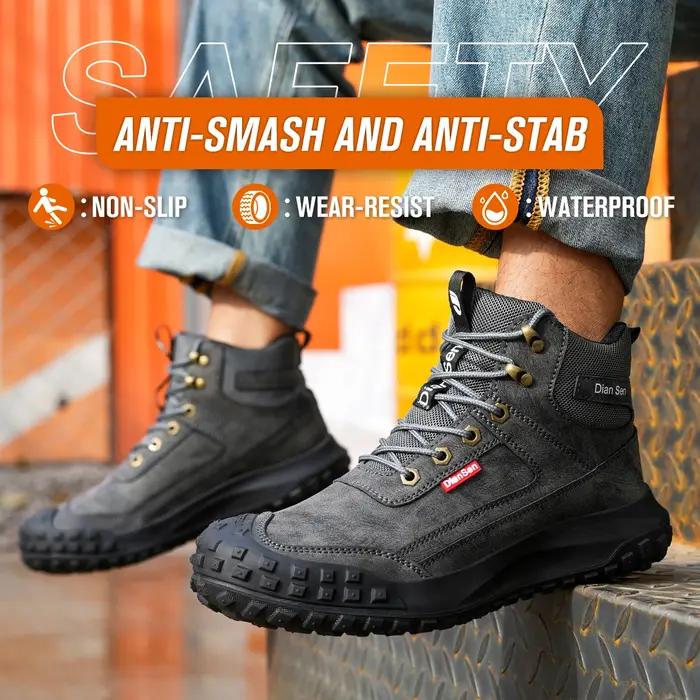 Chaussures de sécurité pour hommes Dian Sen à embout d'acier avec semelles anti-écrasement, anti-per