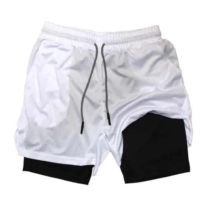 Short de Fitness Double couche pour hommes, short de sport 2 en 1, séchage rapide, entraînement, Jog
