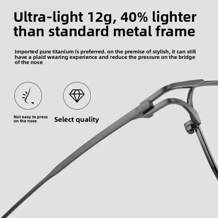 Lunettes d'affaires en titane pour hommes, monture complète géométrique XXL – Conception professionn
