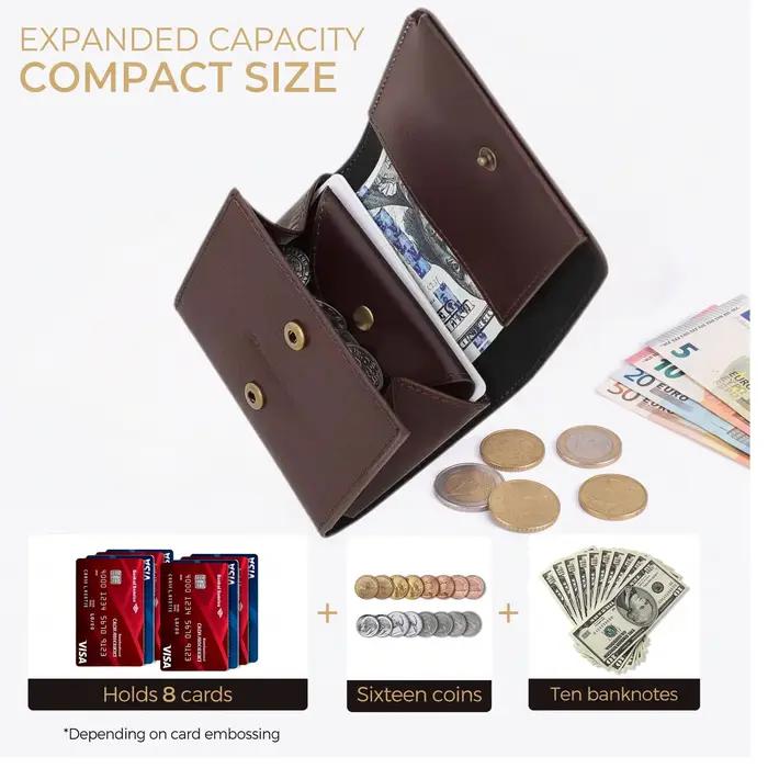 Petit portefeuille Portable pour hommes en cuir de Grain fin