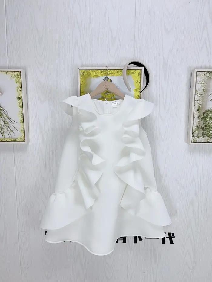 Fille été nouvelle robe sans manches volants princesse mariage luxe enfants mode vêtements bébé anni