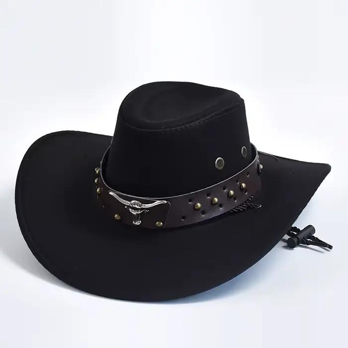 Chapeaux de Cowboy Western en Daim Artificiel, Chapeau de Cowgirl Vintage, Grand Bord, Gentleman Jaz