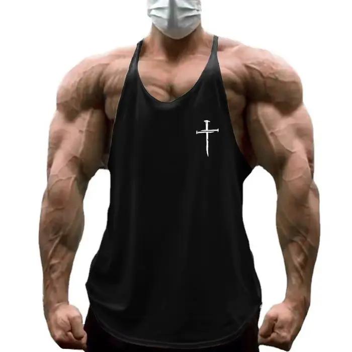 Gilets de Sport personnalisés pour hommes, imprimé croisé, musculation, course à pied, Fitness, chem