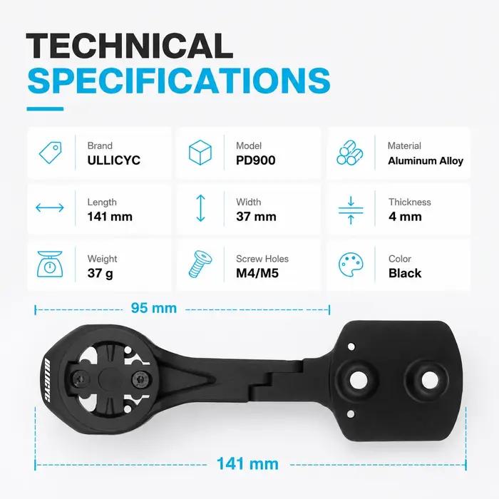 ULLICYC pour 5D Vision Metron ACR Support de guidon en alliage d'aluminium compatible avec GPS/Garmin/Bryton/Wahoo/Gopro