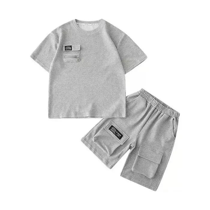Ensemble sportif été garçon 2 pièces t shirt manches courtes short mode enfants trempés activités quotidiennes vacances colonies de vacances