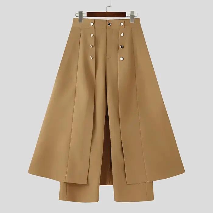 Pantalon long homme tendance 2026 – Joggers décontractés coupe ample à boutons, couleur unie, style