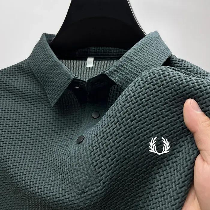 Polo homme décontracté uni respirant à motif floral, manches courtes, collection été 2026 – T-shirt