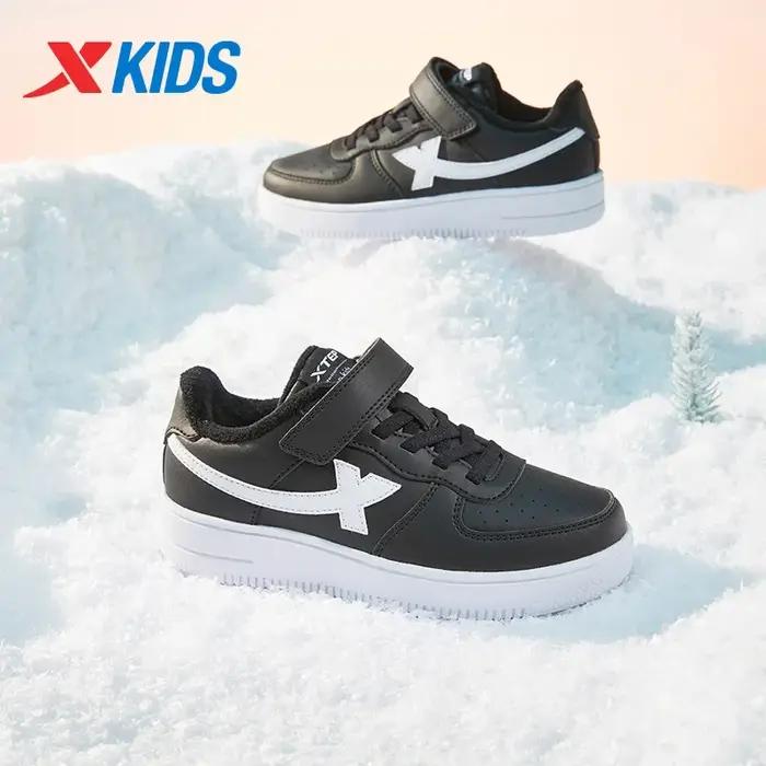 Xtep chaussures en coton pour enfants unisexe hiver tout assorti imperméable antidérapant léger chau