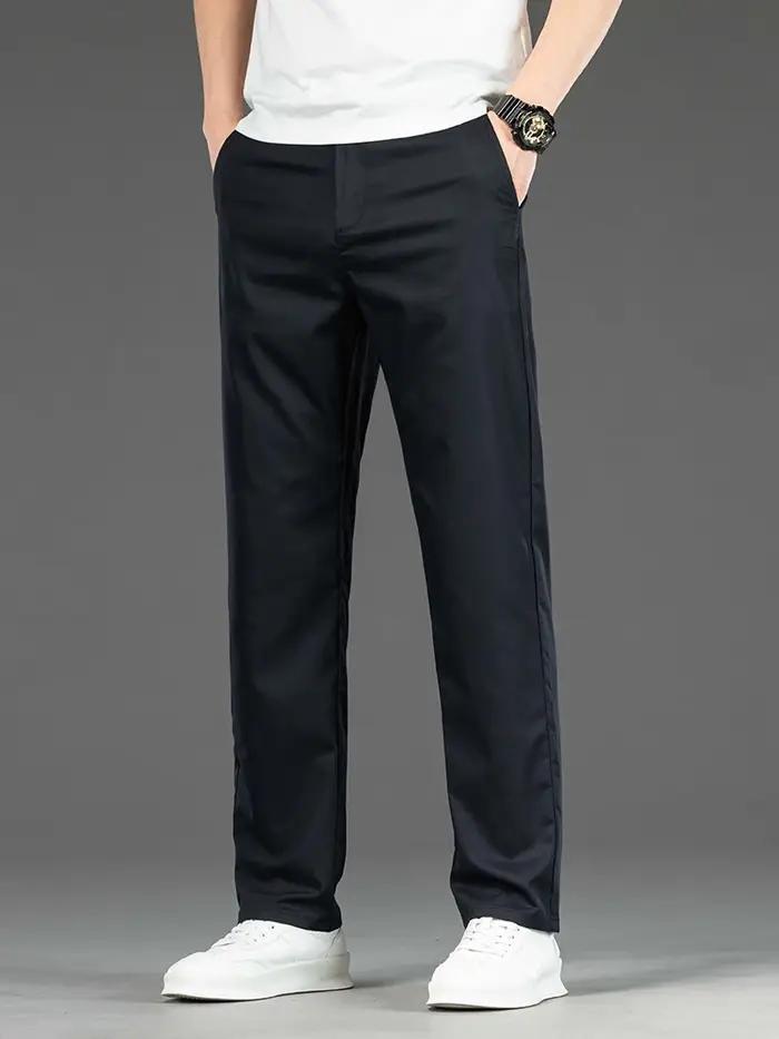 Printemps été nouveaux hommes pantalons décontractés mince mûrier soie doux affaires pantalon décont