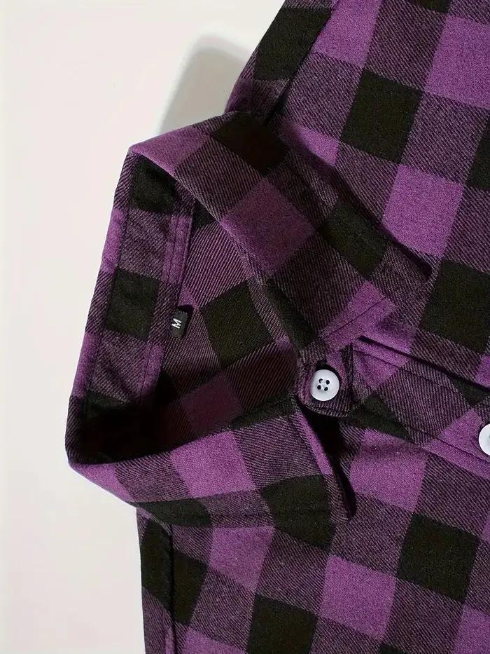 Chemise à carreaux décontractée à simple boutonnage pour hommes, chemise à manches longues, double p