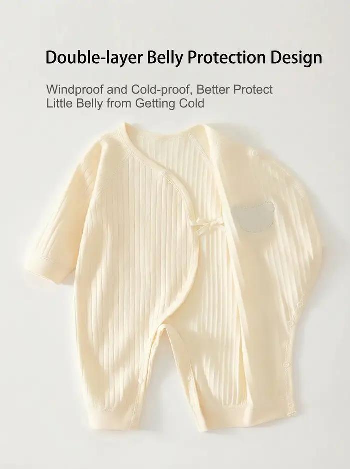 Somenie Combinaison tricotée pour bébé, 100% coton, manches longues, tenue une pièce pour garçons et